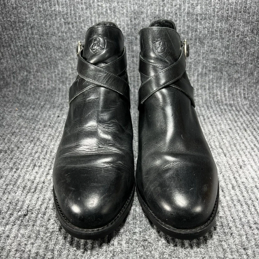 ARIAT Windsor Leather Ankle Boots Women's Size 8 M Black Side Buckle ATS 91501‎